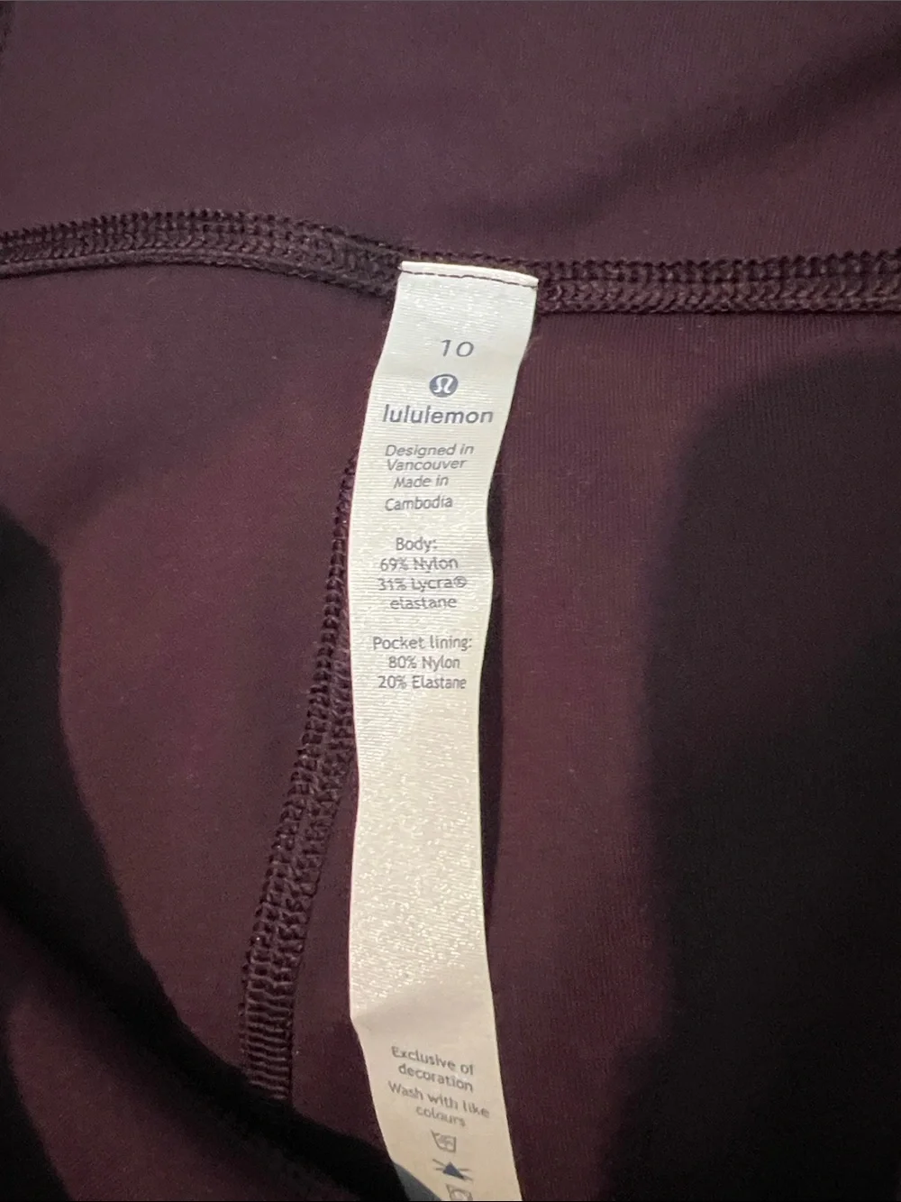 lululemon athletica Deep Burgundy Athletic Leggings with Side Pockets - Picture 4 of 14